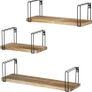 NEW SALE | Rustic Floating Shelves, Decorative Wood Wall Shelves Set of 3, Wall Mounted Storage Shelves for Bedroom, Living Room, Kitchen, Bathroom, Office and More Carbonized Image 2