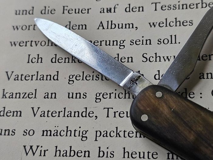 Vintage 1950s Victoria Victorinox Buffalo Horn Executive 74mm Swiss Army Knife Discontinued Collectable