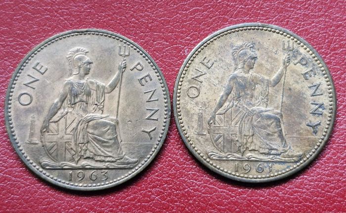 Elizabeth ll 1961 and 1963 Penny coins