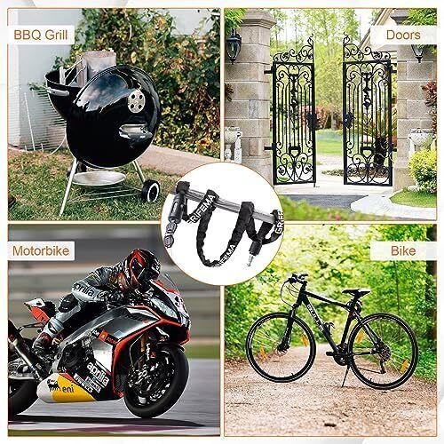 Bike Locks High Security with 2 Keys, Bike Chain Lock Heavy Duty, 120cm Bicycle/Cycling Locks for Bike Cycle, Moto, Door, Gate Fence, Black/White
