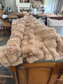 Faux fur polyester throw taupe