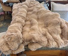 Faux fur polyester throw taupe