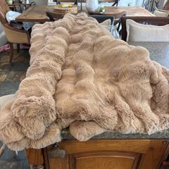 Faux fur polyester throw taupe