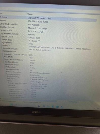 Dell latitude 3500,i5 8th gen,8gb,256 ssd,Big 15.6"FHD Screen,Windows11