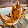 MCM Retro Carved Pair Wooden Koi Fish Cocktail Stick Holders with Black Eyes Kitschy Vintage Image 9