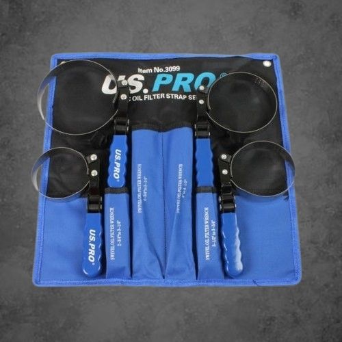 U.S. PRO 4-Piece Oil Filter Strap Wrench Set
