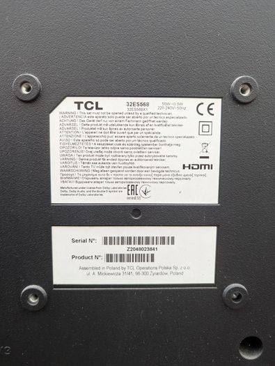 TCL 32" Full HD Smart Android TV with Remote (32ES568)