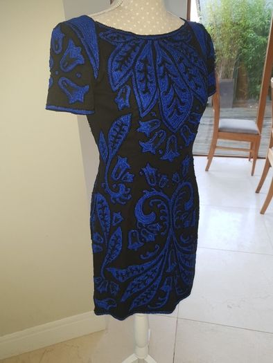 French Connection size uk8-10 black and blue beaded dress