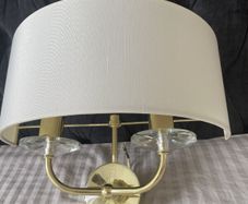 Elegant Large 2-Light Wall Scone. Brass/Linen. UK. Perfect conditions