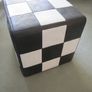 Harlequin checkered black white stool table Image 3