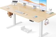 Electric Standing Desk-160 x 80 cm-100kg Load Capacity Height Adjustable Desk with Advanced Brushless Motor,Quiet Operation, Sturdy Metal Frame,Four-part Tabletop