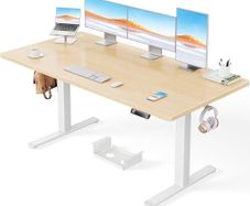 Electric Standing Desk-160 x 80 cm-100kg Load Capacity Height Adjustable Desk with Advanced Brushless Motor,Quiet Operation, Sturdy Metal Frame,Four-part Tabletop