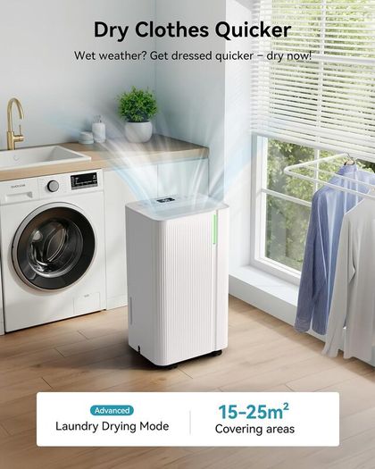 12L/Day Dehumidifiers for Home, Smart Electric Dehumidifier for Drying Clothes, Low Energy & Ultra-quiet, with Auto-Defrost & Humidity Sensor, 24-Timer, Continuous Drain