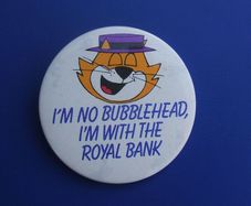 ROYAL BANK (Riyal Bank of Scotland) - a promotional button badge featuring Top Cat (c.1983)