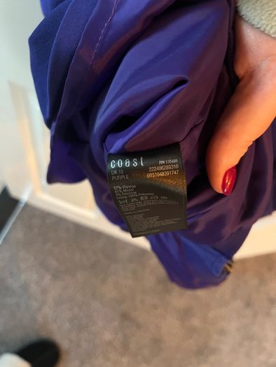 Cadbury Purple Coast Dress with full length gold zip - Size 10