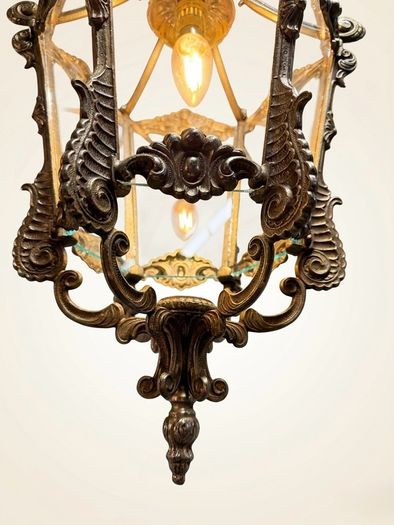 1950s French Louis XV Style Heavy Chrome Lantern