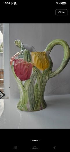 Vintage Fitz & Floyd Omnibus ceramic tulip pitcher 64oz