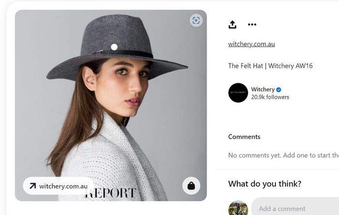 Witchery 100% Wool Grey Fedora - One Size