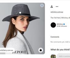 Witchery 100% Wool Grey Fedora - One Size