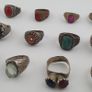 Antique Ring Lot 15 Mixed Brass, Stone & Glass Rings Image 2