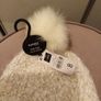 Cream and gold lurex bobble hat Image 4