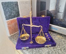 Vintage jewellers scales, complete with weights and tweezers in lovely velvet box