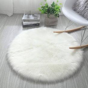 MULTIPLE SIZES AVAILABLE Faux Fur Rug Round Shape Shaggy Rugs Floor Carpet for Bedroom Living Room Kids Room, White/Diam 20 inch