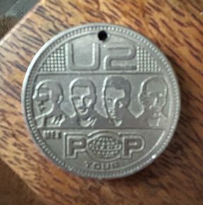 U2 Pop Tour Mexican Coin Pendant Keychain 1997 Concert Memorabilia