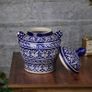 Blue Handmade and Hand Painted Large Ceramic Jar with Lid, Chinese Style Jar | Warehouse Clearance | Massive Discount | Bargain prices Image 4