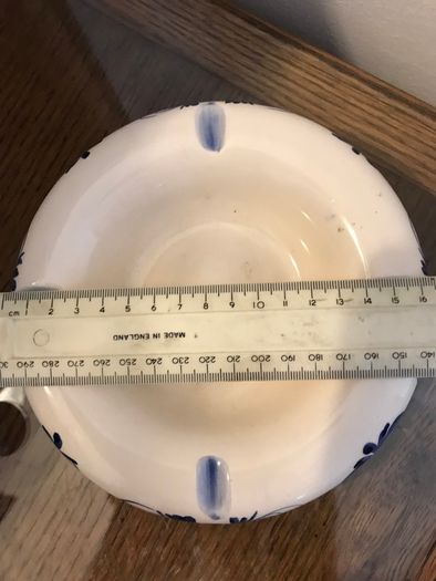Blue/ white china dish and candle holder