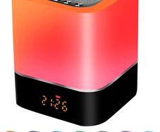 Night Lights Bluetooth Speaker, Alarm Clock Bluetooth Speaker Touch Sensor Bedside Lamp Dimmable RGB Multicolor LED Table Lamp, Hand-Free Call, USB Charging, Micro SD/AUX Support