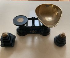 Vintage 'Salter' cast iron kitchen scales with both Imperial and Metric weights