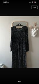 Dorothy Perkins Dress mini black with blue flowers - size 12 elastic