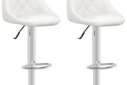 Bar Stools 2 pcs White Faux Leather