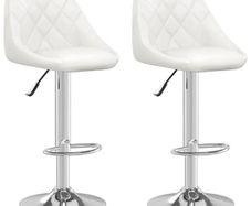 Bar Stools 2 pcs White Faux Leather