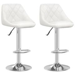Bar Stools 2 pcs White Faux Leather