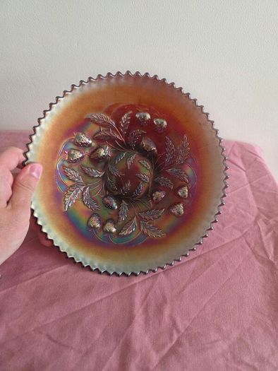 Strawberry Northwood Amethyst basketwave bowl
