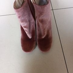 Primark  Pink Velvet Overlay Ankle Boots. S.6