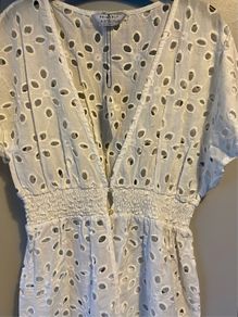 White broderie Maxi beach cover up/kaftan Size L 10 - 14 BNWT