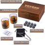 Whiskey Stones and Glasses Gift Set for Men 8 Whisky Scotch Bourbon Chilling Stones, 2 Whiskey Glasses in Wooden Box  Father's Day/Christmas/Birthday Gift/Present for Father Dad Boyfriend (FREE POSTAGE) Image 2