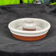 Stephen Pearce Irish Studio Pottery Terracotta & White Glaze Chamberstick Candlestick 13cm