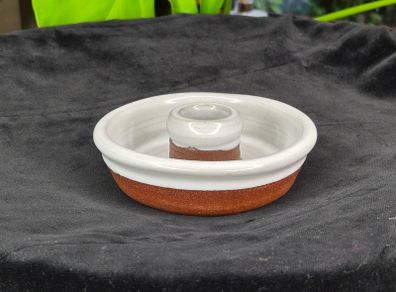 Stephen Pearce Irish Studio Pottery Terracotta & White Glaze Chamberstick Candlestick 13cm