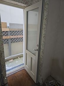 Cream uPVC External Door with Glass & Frame  Complete