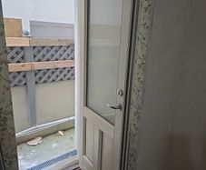 Cream uPVC External Door with Glass & Frame  Complete