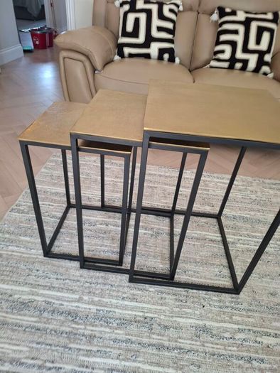 Brand new nest of Tables Brass with black legs