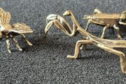 3 brass Insects, Solid brass.