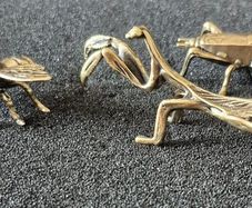 3 brass Insects, Solid brass.