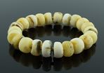 Rare White Baltic Amber Beaded Bracelet with 3mm Gold Plated Spacers for Men Women Unisex Unique Amber Bracelet for Adult