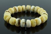 Rare White Baltic Amber Beaded Bracelet with 3mm Gold Plated Spacers for Men Women Unisex Unique Amber Bracelet for Adult