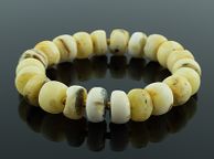 main image for ad Rare White Baltic Amber Beaded Bracelet with 3mm Gold Plated Spacers for Men Women Unisex Unique Amber Bracelet for Adult